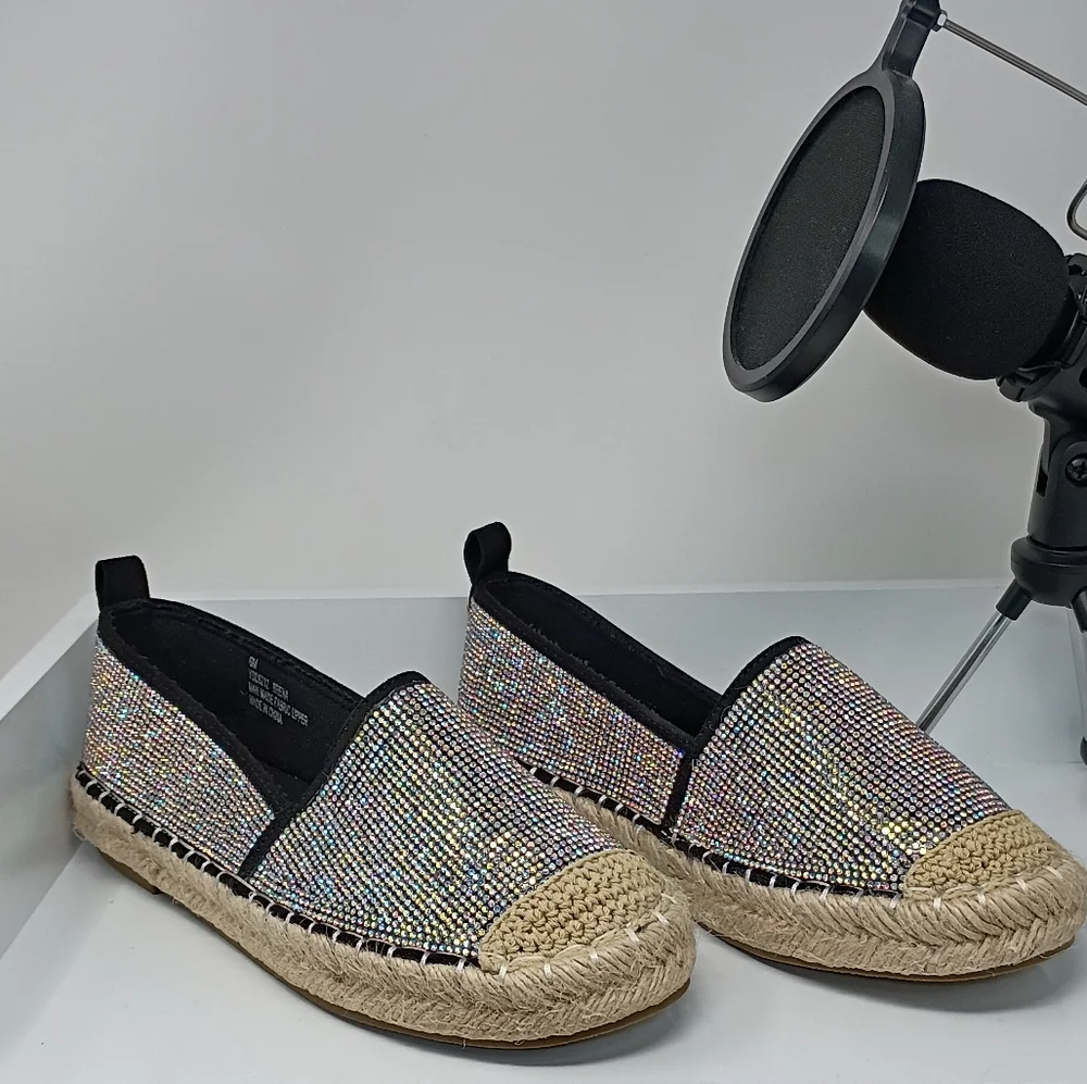 Cape Robbin® For Anthropologie Black and Tan Espadrille Flats with Rope Sole
